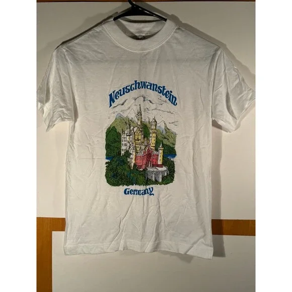 Vintage Neuschwanstein Castle Germany Boys Shirt Medium M - Picture 1 of 8